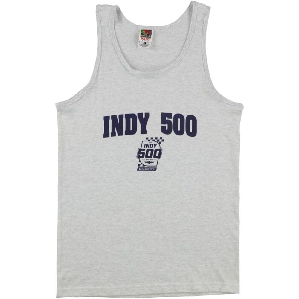 Indy 500 Mens Logo Print Tank Top, Grey, S, DM
